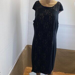 Lauren Ralph Lauren Women's Black Lace Overlay Dress Size 18 Used